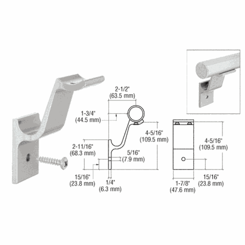 CRL ARHB1S Silver Quick Connect Aluminum Handrail Bracket for 1-1/2