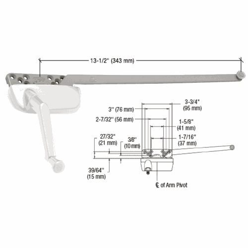 CRL EP24198 White Left-Hand Ellipse Casement Operator, 13.5
