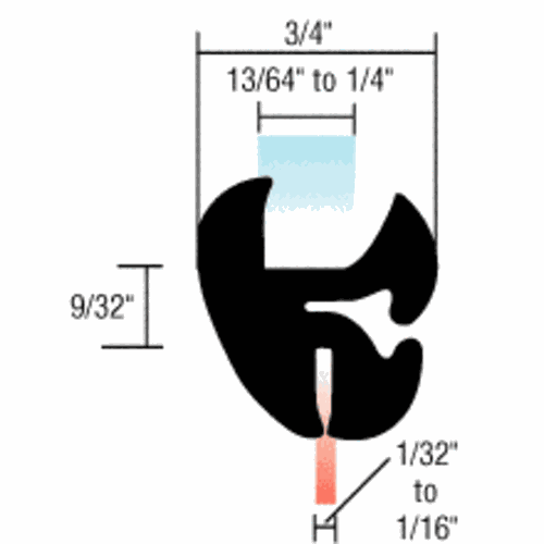CRL AS1035 Universal Two-Piece Self-Sealing Weatherstrip for 1/32