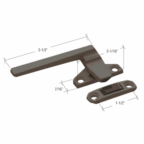 CRL H3598 Bronze Left-Hand Casement Window Lock Handle - 1.5
