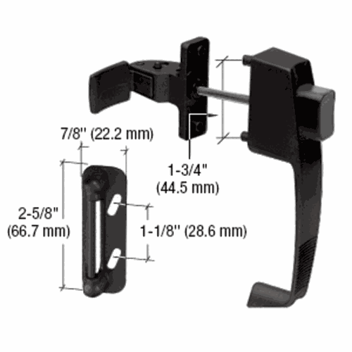 CRL K5071 Black Storm Door Push Button Latch with Tie Down Screw, 1-3/4