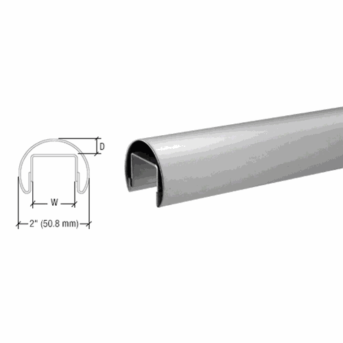 CRL LR20BS 316 Brushed Stainless 50.8mm Cap Rail for 21.52/25.52mm Glass - 3m Long