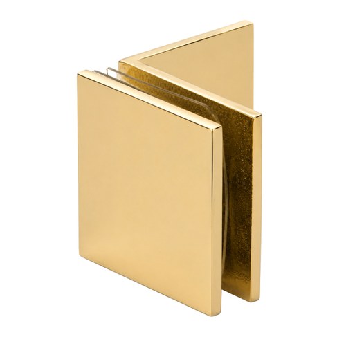 CRL SGC039BR Polished Brass Fixed Panel Square Clamp with Large Leg