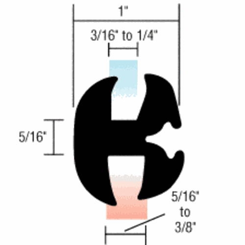 CRL AS1708 Two-Piece Self-Sealing Weatherstrip for 5/16