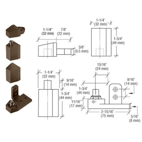 CRL 0P30RHDU Dark Bronze Right-Hand Pivot Set Flush with Frame