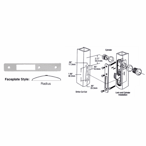 CRL DL2132A Aluminum Radius Faceplate for DL2130 Hook Throw Deadlocks