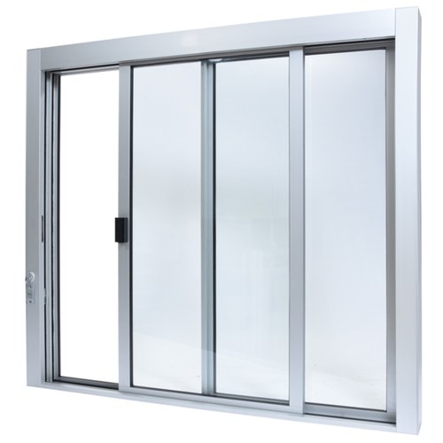 CRL SCDW4844X0GA Satin Anodized Self-Closing Deluxe Service Window with Full Bottom Track
