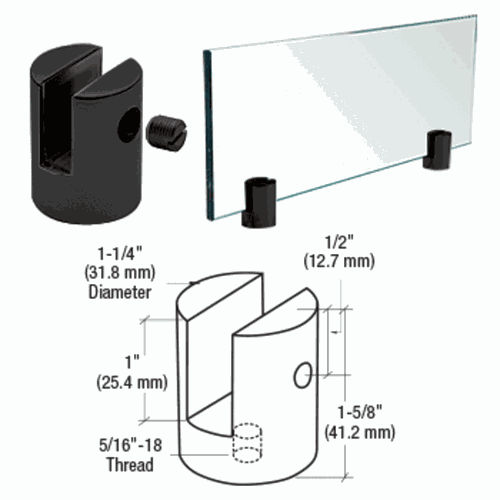 CRL SM38MBL Matte Black Slot Mount Standoff for 3/8