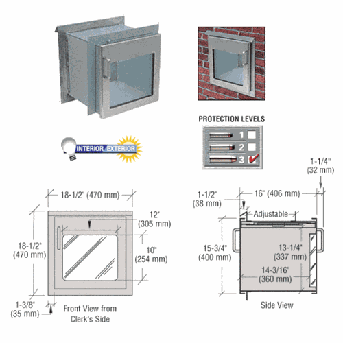 CRL SPRVP3 Brushed Stainless Package Receiver with Clear Vision Panel, Level 3 Protection