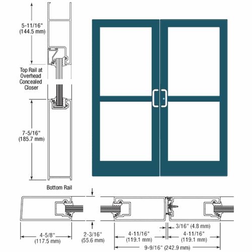 CRL SZ42471 U.S. Aluminum IG500 Series Custom StormFront Butt Hinged Entrance Hinges