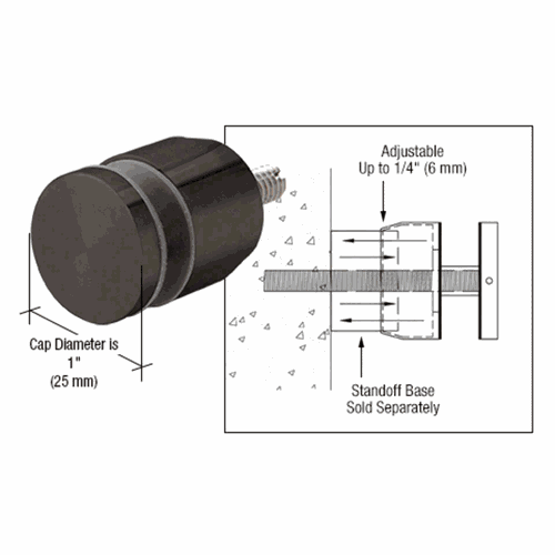 CRL ADJCAP34GM Gun Metal Adjustable Standoff Cap for 3/4