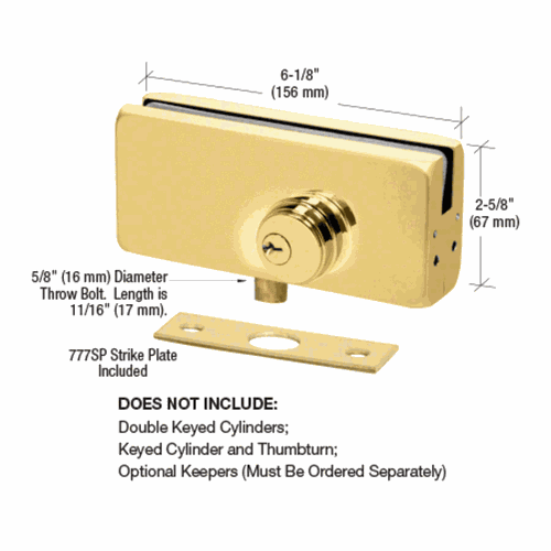 CRL AMR215BR Brass AMR215 Series Patch Lock