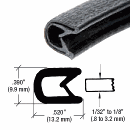 CRL 75000317C Black Sof-Tone QuickEdge Double Lip Trim for 1/32