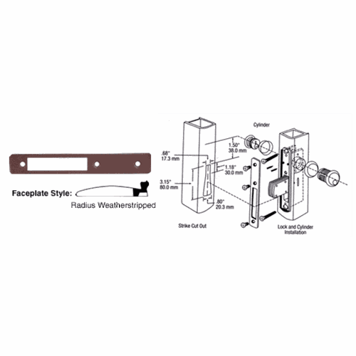 CRL DL2113DU Dark Bronze Radius Weatherstripped Faceplate for DL2110 Deadlocks