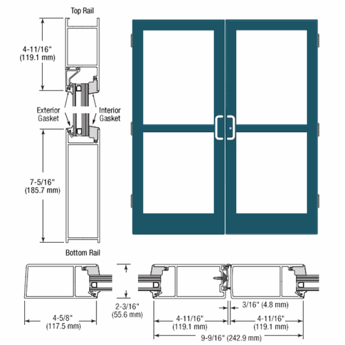 CRL SZ62571 U.S. Aluminum StormFront Custom KYNAR Pair Butt Hinge Entrance Doors