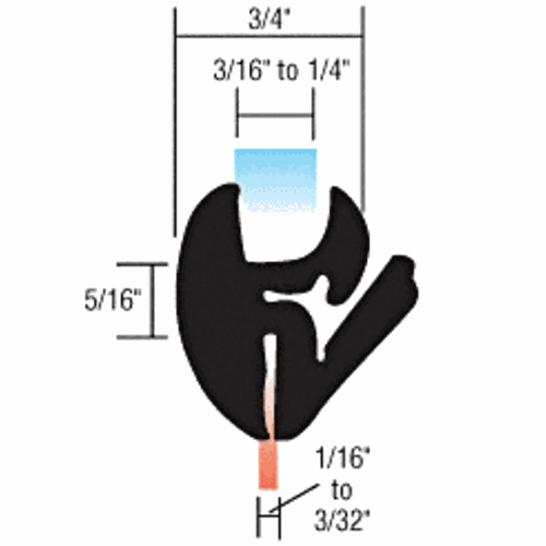 CRL 10254 Self-Sealing Weatherstrip for 3/16