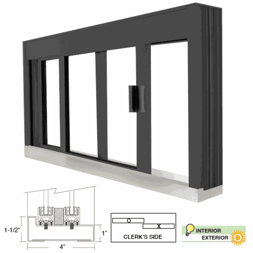 CRL DW4836S0XUDU DW Deluxe Unglazed Service Window with Stainless Steel Step Sill