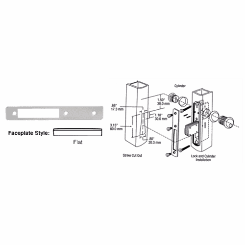 CRL DL2111A DL2110 Series Aluminum Flat Faceplate for Long Throw Deadlocks