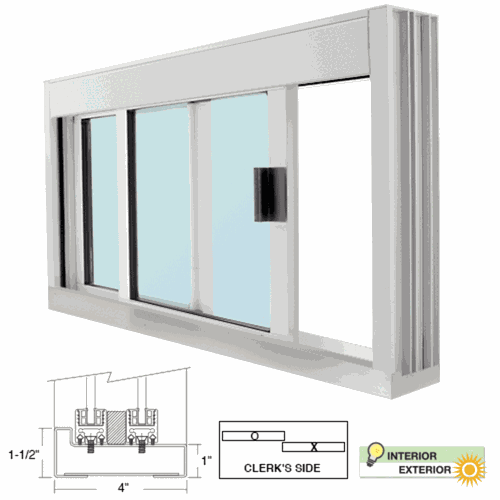 CRL DW4836S0XGA Deluxe Manual DW Service Window with Stainless Steel Step-Sill