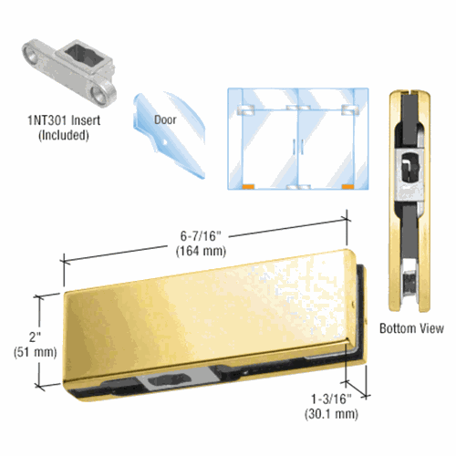 CRL PH10CBR Brass Bottom Door Patch with 1NT301 Insert