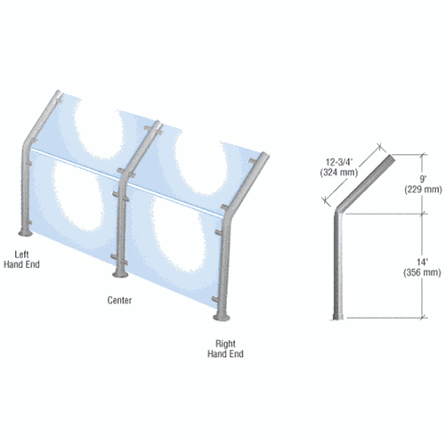 CRL SGS20REBS Brushed Stainless Slimline Series Fixed Glass Sneeze Guard - Right Hand End