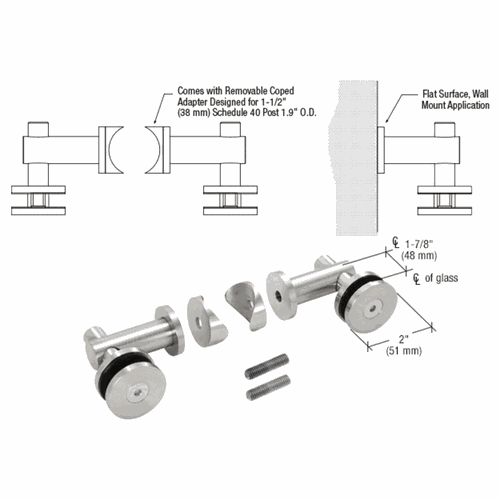 CRL RB51FPS 316 Polished Stainless Double Arm Fitting Set for 1/2