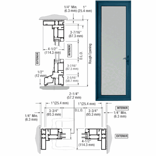 CRL TD91571L1 U.S. Aluminum KYNAR 900 Custom Terrace Door, Left Swing Hinged