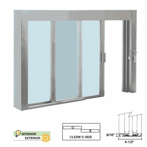 CRL SCDW48360XGA Satin Anodized Self-Closing Deluxe Service Window with Half-Track
