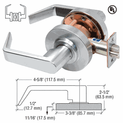 CRL D25PASS Brushed Chrome Grade 2 Passage Lever Lockset