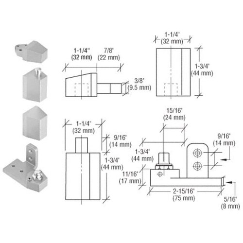 CRL 0P30LHA Aluminum Left-Hand Pivot Set, Flush with Frame Face
