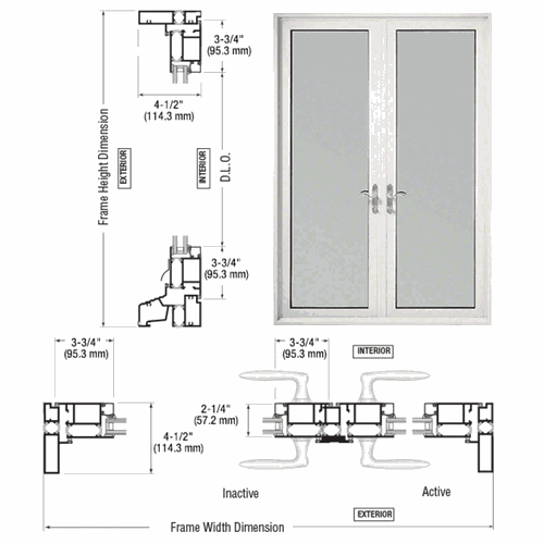 CRL TD92252P1 U.S. Aluminum White KYNAR 900 Terrace Doors, Up/Over Frame, Swing In Pair