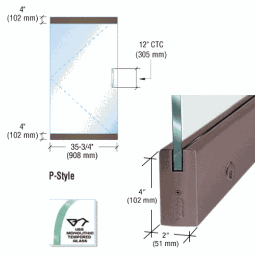 CRL P4DU12SL Black Bronze Frameless Glass 3'-0