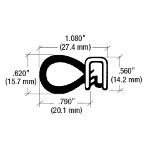 CRL 75001364 Black Oversized Bulb Trim Seal