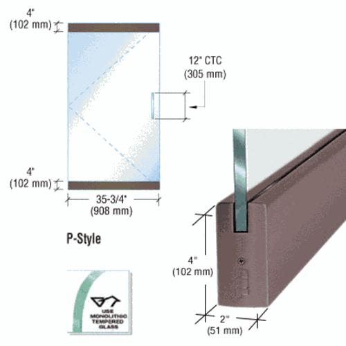 CRL P4DU12S Black Bronze Frameless Glass 3'-0