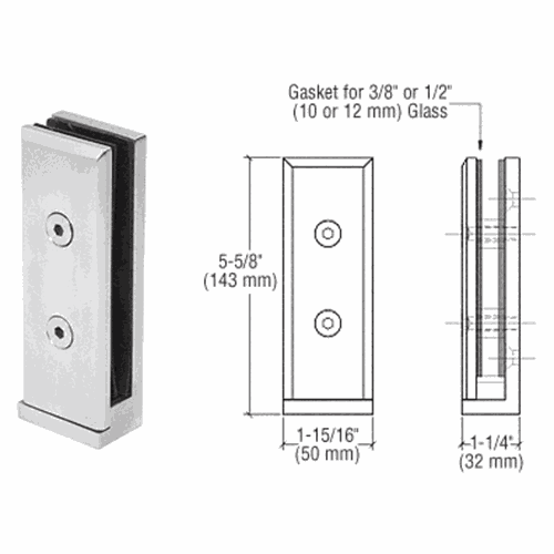 CRL AFWC2 Brushed Stainless Two-Piece Side Mount Frameless Clamp