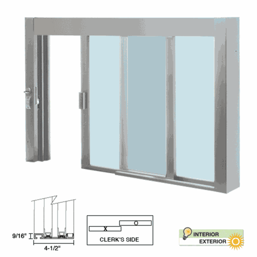CRL SCDW4836X0GA Satin Anodized Self-Closing Deluxe Service Window with Half-Track