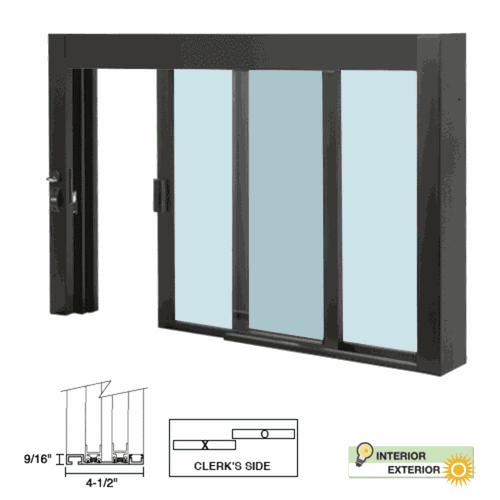 CRL SCDW4836X0GDU Duranodic Bronze Anodized Self-Closing Deluxe Service Window with Half-Track
