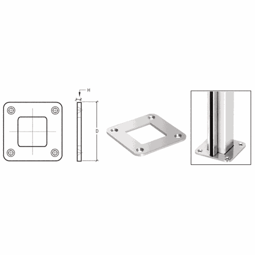 CRL SA30PS Polished Stainless Square Base Plate for 1.5