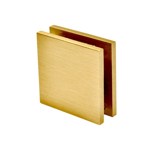 CRL SGCU1SB Satin Brass Square Notch-in-Glass Fixed Panel U-Clamp