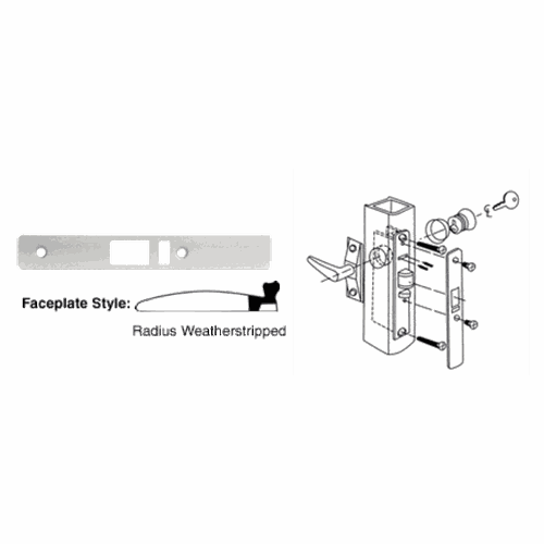 CRL DL2143A Aluminum Radius Weather-Stripped Faceplate for DL2140 Deadlatch Locks