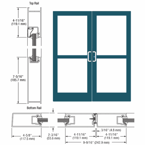 CRL SZ42871 U.S. Aluminum IG500 Series KYNAR Custom StormFront Gear Hinged Entrance
