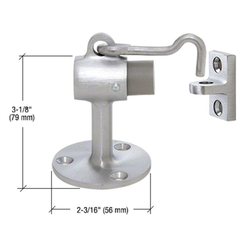 CRL F823 Satin Chrome Brass Floor-Mounted Heavy-Duty Door Stop with Hook Holder