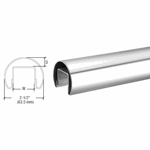 CRL LR25PS Polished Stainless 63.5mm Premium Cap Rail for 21.52/25.52mm Glass - 3m
