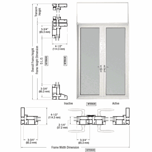 CRL TND92552P0 U.S. Aluminum KYNAR White 900 Terrace Swing-Out Door Pair