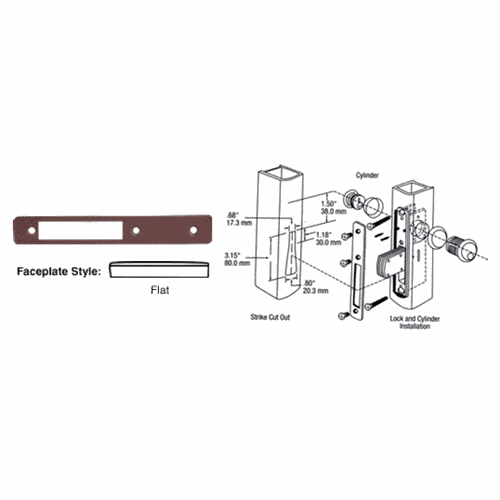 CRL DL2111DU Dark Bronze Flat Faceplate for DL2110 Long Throw Deadlocks