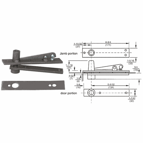 CRL 340DU Rixson Dark Bronze Center-Hung Top Pivot with Cover Plate