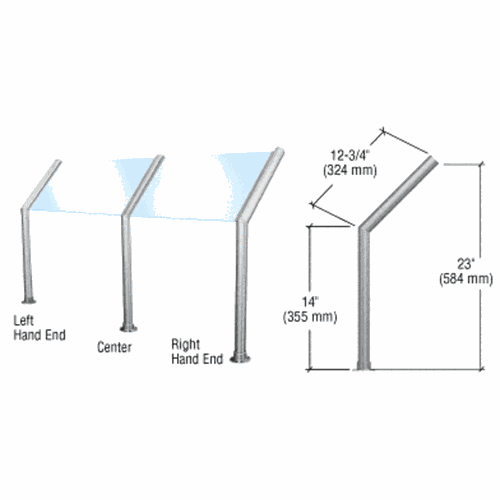 CRL SG825BS Brushed Stainless Elegant Series Right-Hand Slant Glass Sneeze Guard End Post