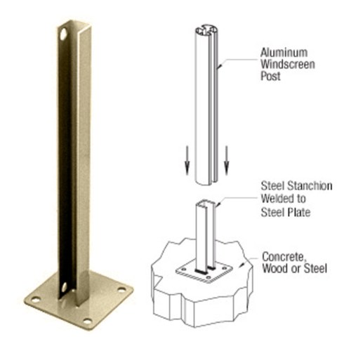 CRL PSB1BBRZ Matte Bronze AWS Steel Stanchion for 180 Round/Rectangular Posts