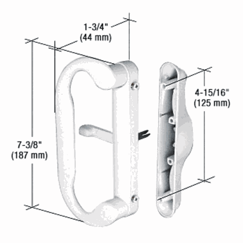 CRL C1277 White Mortise Handle, 4-15/16