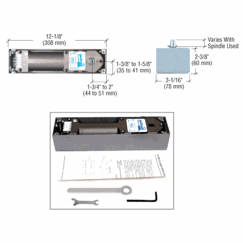CRL J990NH0D Jackson 900 Series Adjustable Floor-Mounted Closer Body Cement Case